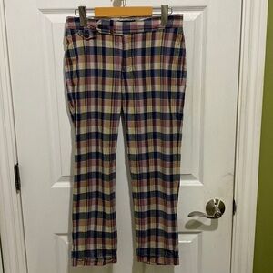 Ralph Lauren Sport Golf Pants Women’s Size 4 Pink Blue Plaid Cotton Cuffed Crop